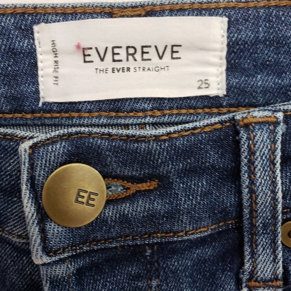 Evereve the Eve Straight High-Rise Medium Wash Button Fly Jeans Women's Sz 25 - Picture 3 of 9